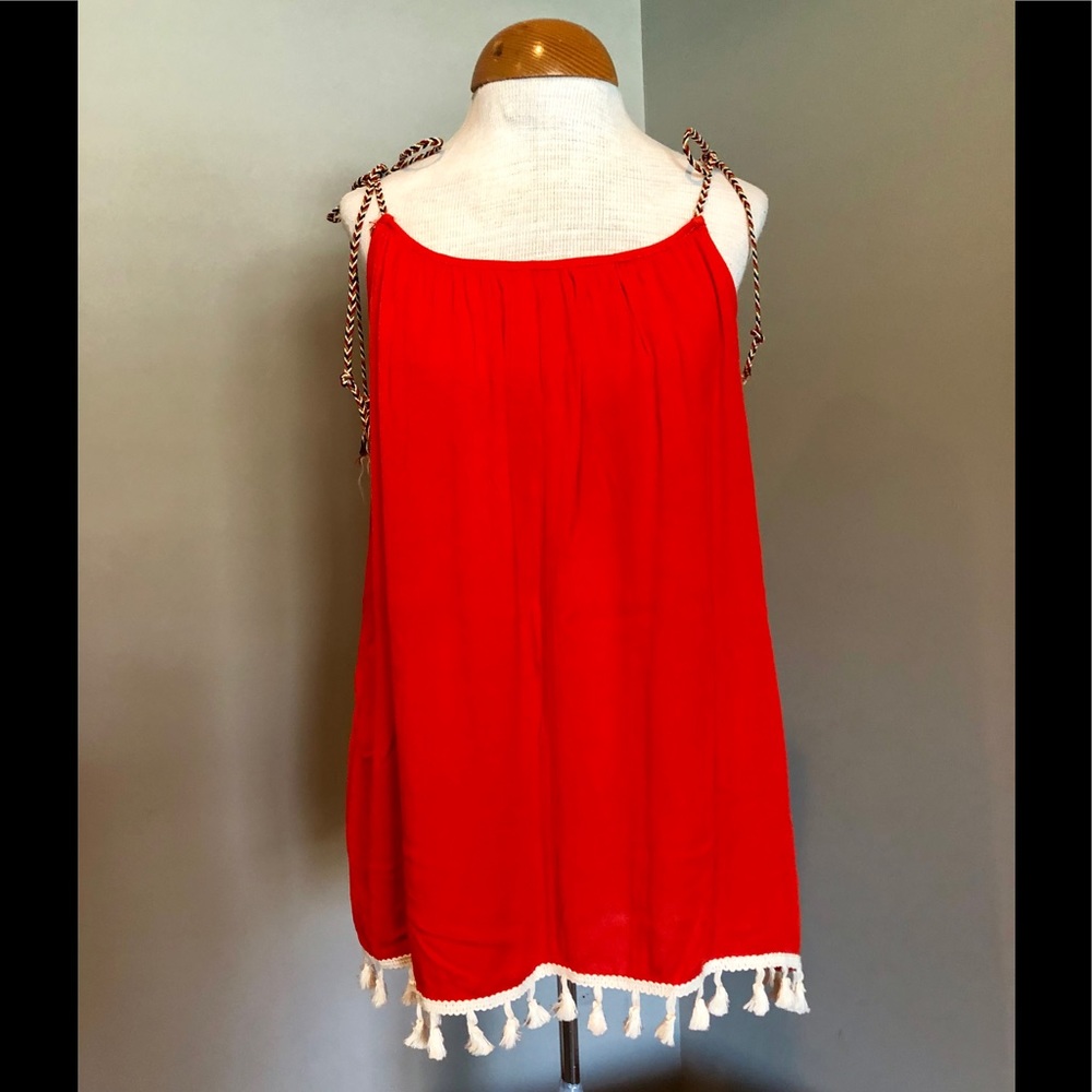 Red/coral - boutique shoulder tie tank top
